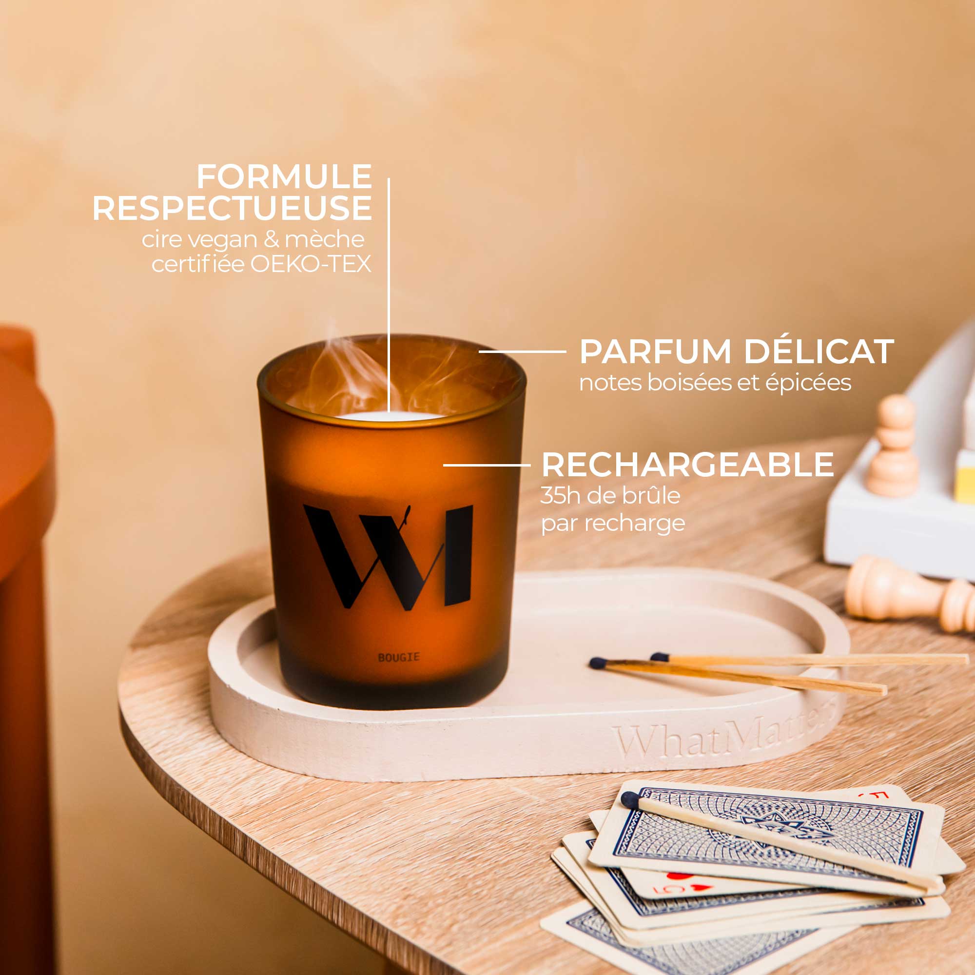 Illutration visuelle 4 de notre Bougie Parfumée Ambre What Matters