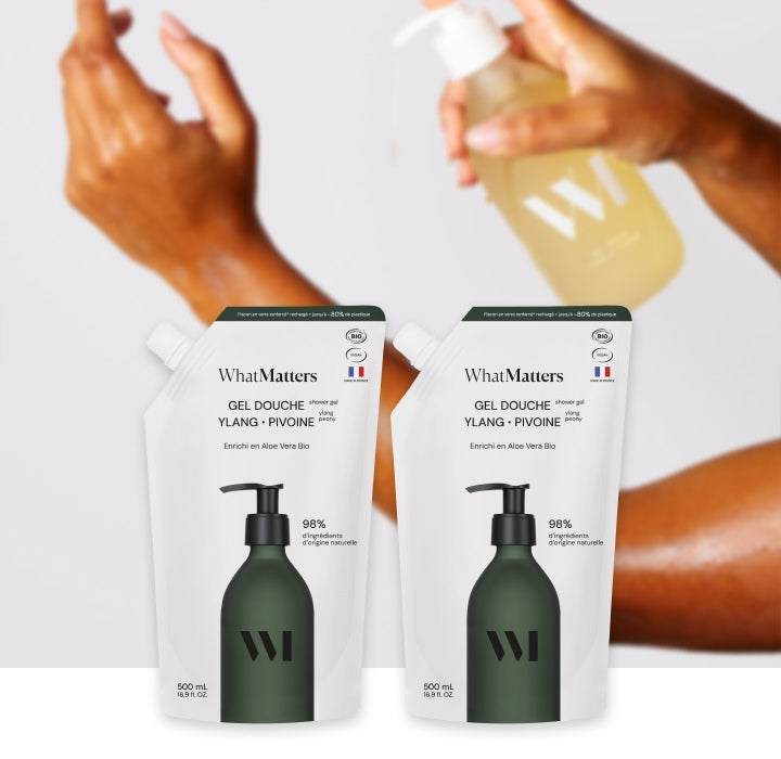 Illutration visuelle 2 de notre Gel Douche | Ylang &amp; Pivoine | 2 x 500 ml What Matters