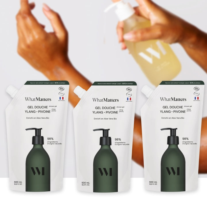 Illutration visuelle 2 de notre Gel Douche | Ylang &amp; Pivoine | 3 x 500 ml What Matters