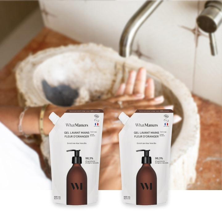 Illutration visuelle 2 de notre Gel Lavant Mains Fleur d'Oranger | 2 x 500 ml What Matters