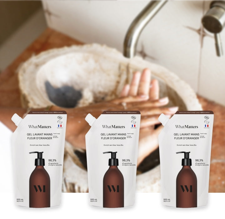 Illutration visuelle 2 de notre Gel Lavant Mains Fleur d'Oranger | 3 x 500 ml What Matters