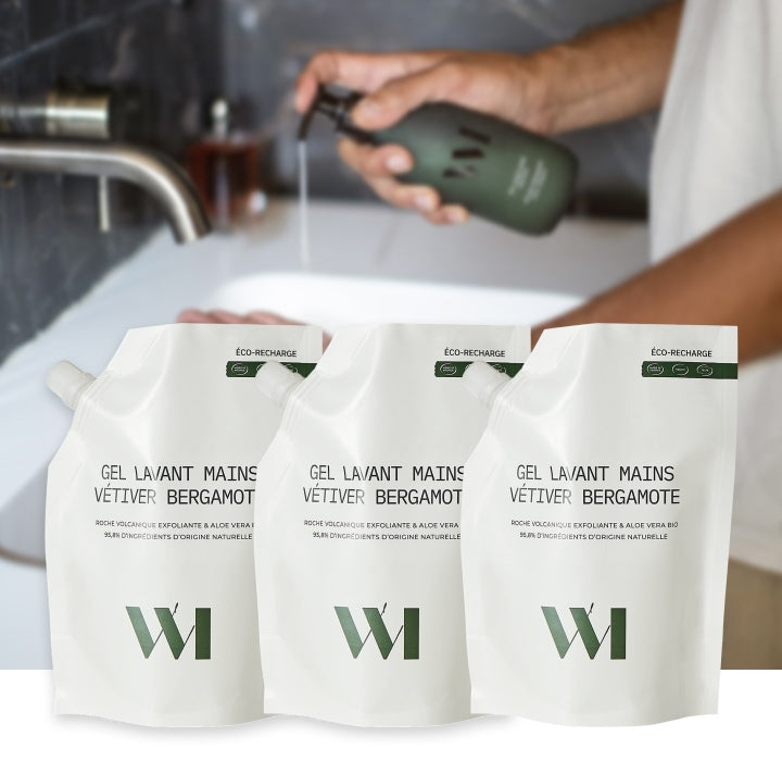 Illutration visuelle 2 de notre Gel Lavant Mains Vétiver Bergamote | 3 x 500 ml What Matters
