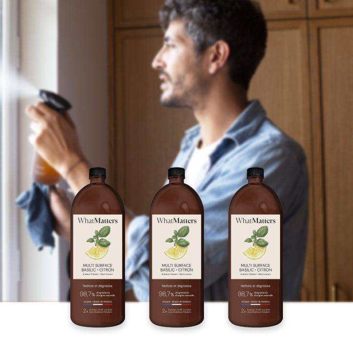 Illutration visuelle 2 de notre Multi-Surface Basilic Citron | 3 x 400 ml What Matters