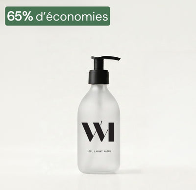 Illutration visuelle 1 de notre Flacon vide Gel lavant mains 300mL- Sérigraphie noire What Matters