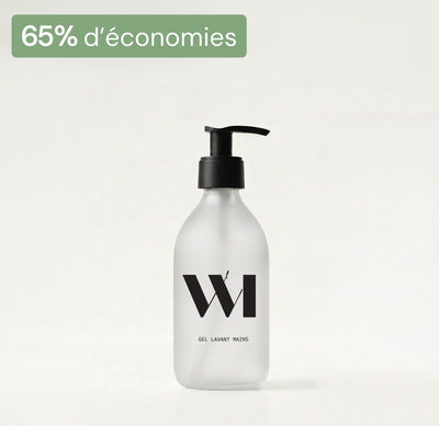 Illutration visuelle 1 de notre Flacon vide Gel lavant mains 300mL- Sérigraphie noire What Matters