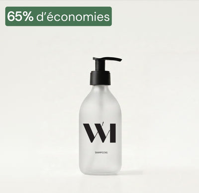 Illutration visuelle 1 de notre Flacon vide Shampoing 300ml - sérigraphie noire What Matters