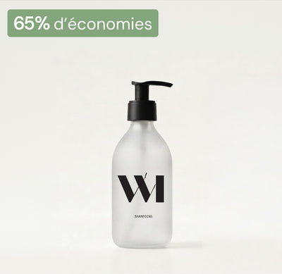 Illutration visuelle 1 de notre Flacon vide Shampoing 300ml - sérigraphie noire What Matters