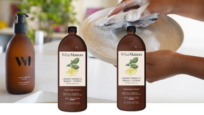 Illutration visuelle 1 de notre Liquide Vaisselle Basilic Citron | 2 x 400ml What Matters