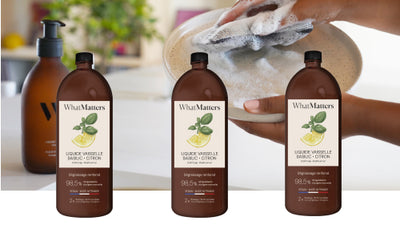 Illutration visuelle 1 de notre Liquide Vaisselle Basilic Citron | 3 x 400 ml What Matters