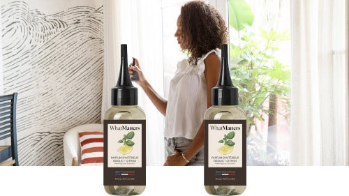 Illutration visuelle 3 de notre Parfum d'Intérieur Basilic Citron | 2 x 100ml What Matters